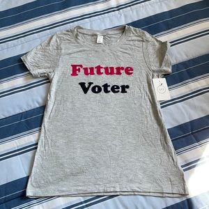 NEW Future Voter gray graphic felt tshirt 10/12
